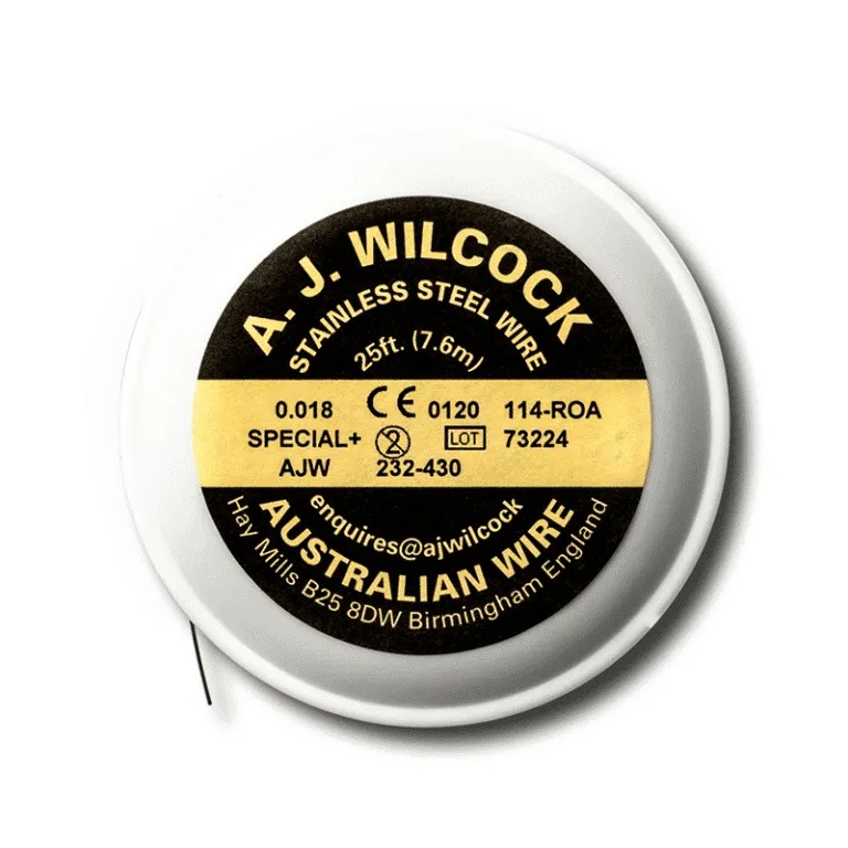 A . J . Wilcock Special + Stainless Steel Australian Wire 25 ft. (7.6m) - 0.018"
