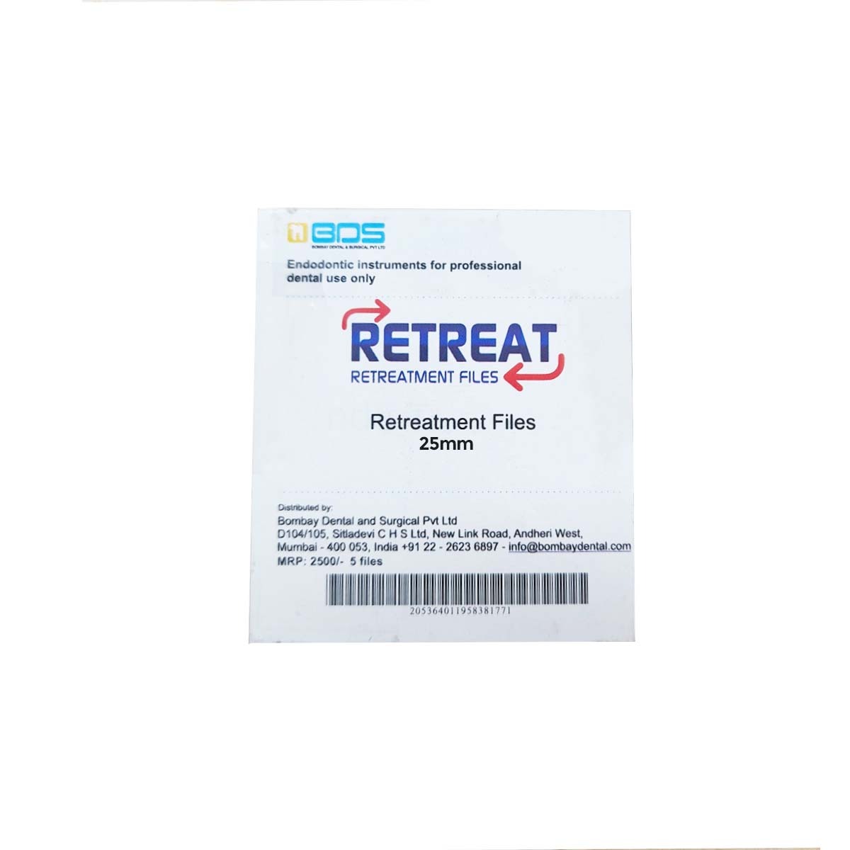 Bombay Dental Retreat Retreatment Files 25mm - Assorted Pack of 5