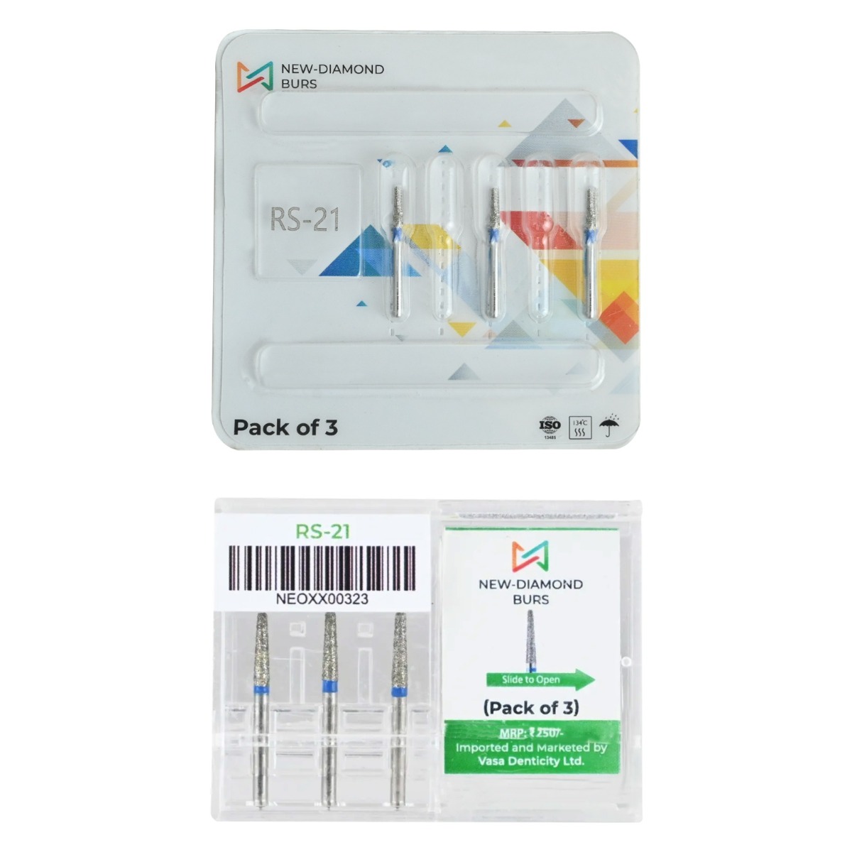 NewDiamond Rounded Shoulder Diamond Bur RS-21 (Pack Of 3)