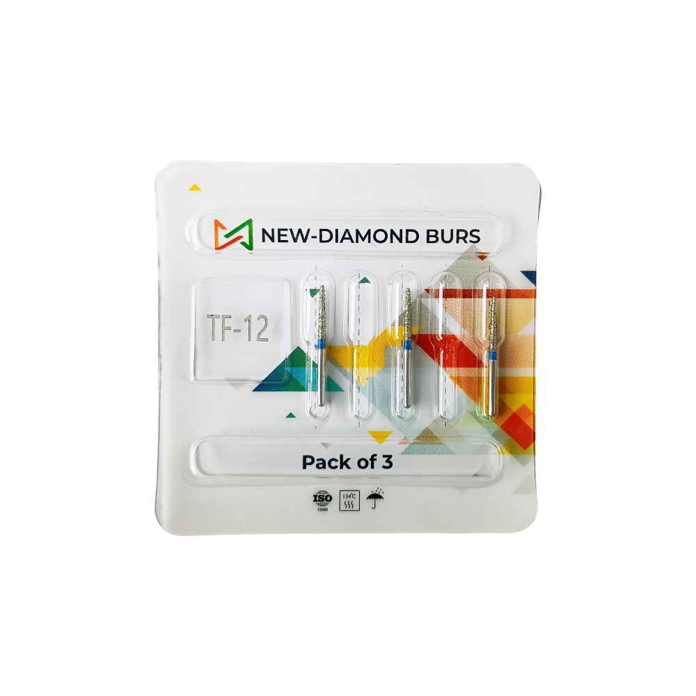 NewDiamond Taper Fissure Diamond Bur TF-12 ( Pack Of 3)