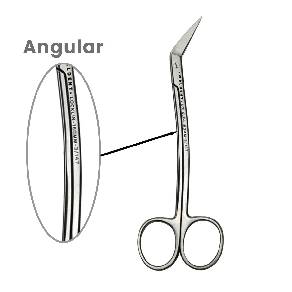 Waldent Locklin Scissor - Angular 160mm (3/147)