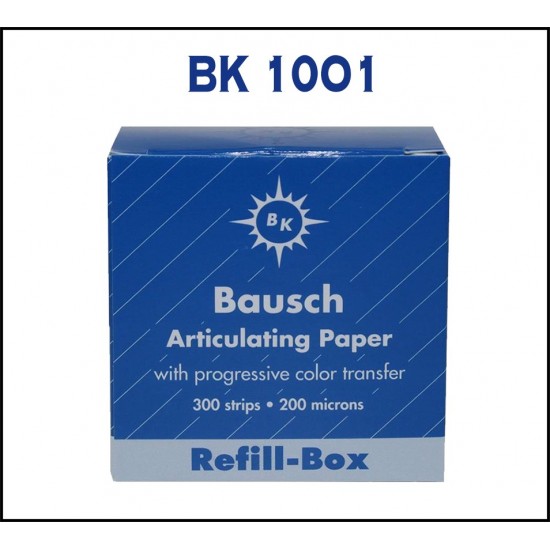 Bausch Articulating Paper Refill Box 300 Strips Pre Cut Blue- BK 1001