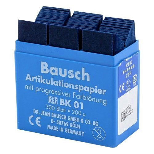 Bausch Articulating Paper With Plastic Dispenser 300 Strips Pre Cut Blue-BK 01