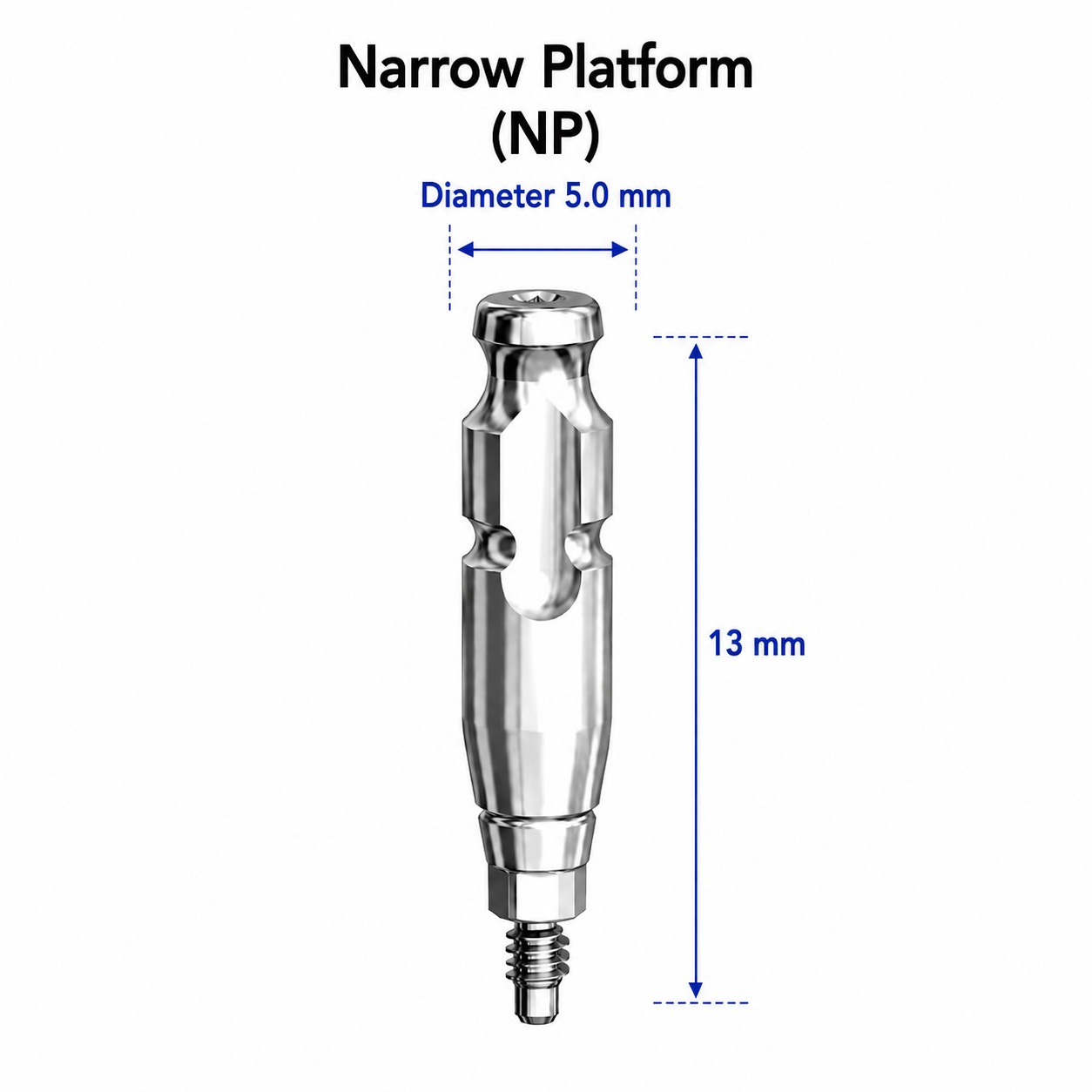 Dentaltech Close Tray Impression Coping ∅5.0mm X 13mm - Nobel Biocare NP Implant Compatible