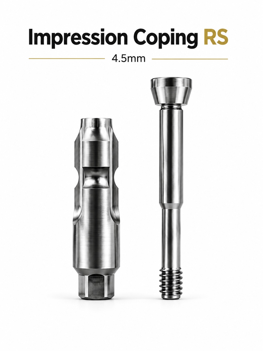 Dentaltech Close Tray Impression Coping RS 4.5mm X 13mm - Adin | Noris | MIS | AB Dental Implant Compatible (RS5213)