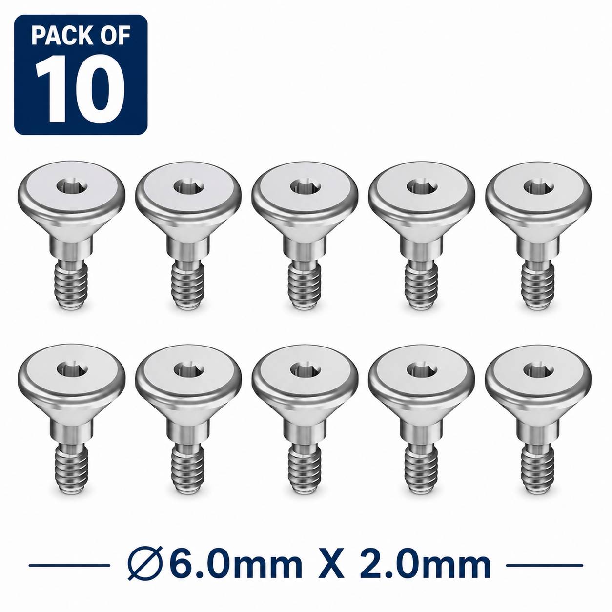 Dentaltech Healing Abutment RS ∅6.0mm X 2.0mm - Adin | Noris | MIS | AB Dental Implant Compatible (RS3012) (Pack of 10)