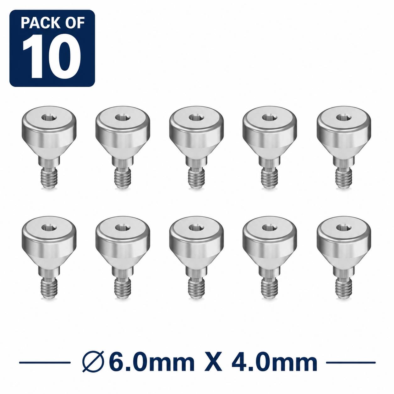 Dentaltech Healing Abutment RS ∅ 6.0mm X 4.0mm - Adin | Noris | MIS | AB Dental Implant Compatible (RS3014) (Pack of 10)