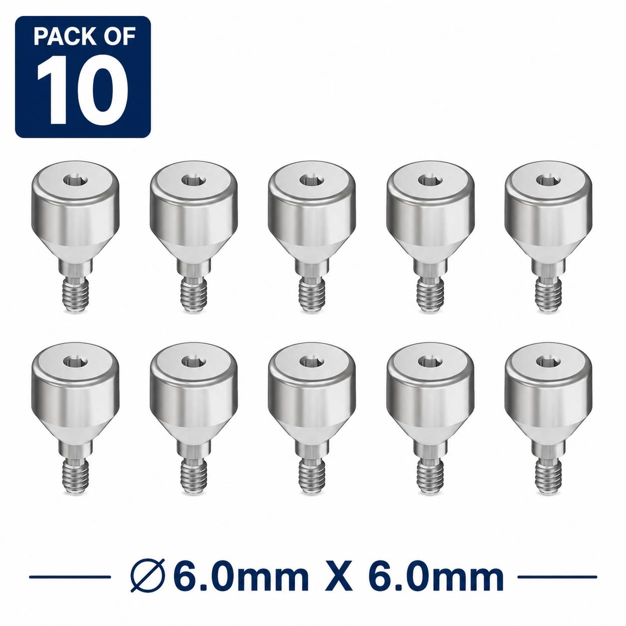 Dentaltech Healing Abutment RS ∅ 6.0mm X 6.0mm - Adin | Noris | MIS | AB Dental Implant Compatible (RS3016) (Pack of 10)