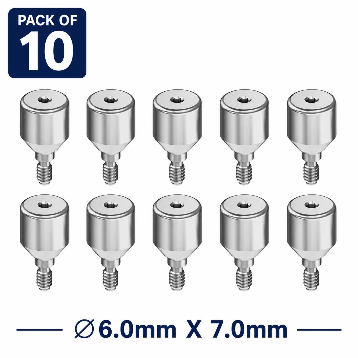 Dentaltech Healing Abutment RS ∅6.0mm X 7.0mm - Adin | Noris | MIS | AB Dental Implant Compatible (RS3017) (Pack of 10)