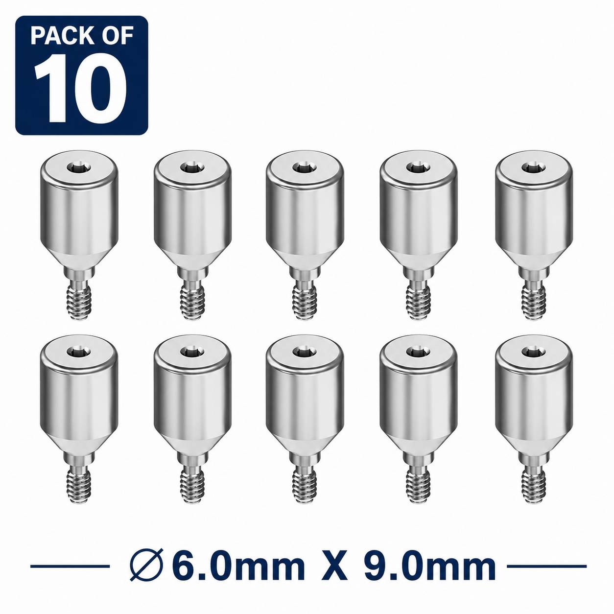 Dentaltech Healing Abutment RS ∅6.0mm X 9.0mm - Adin | Noris | MIS | AB Dental Implant Compatible (RS3019) (Pack of 10)