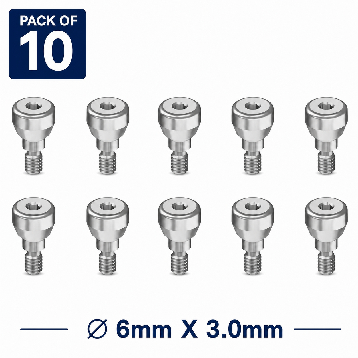 Dentaltech Healing Abutment RS ∅6mm X 3.0mm - Adin | Noris | MIS | AB Dental Compatible (RS3023) (Pack of 10)