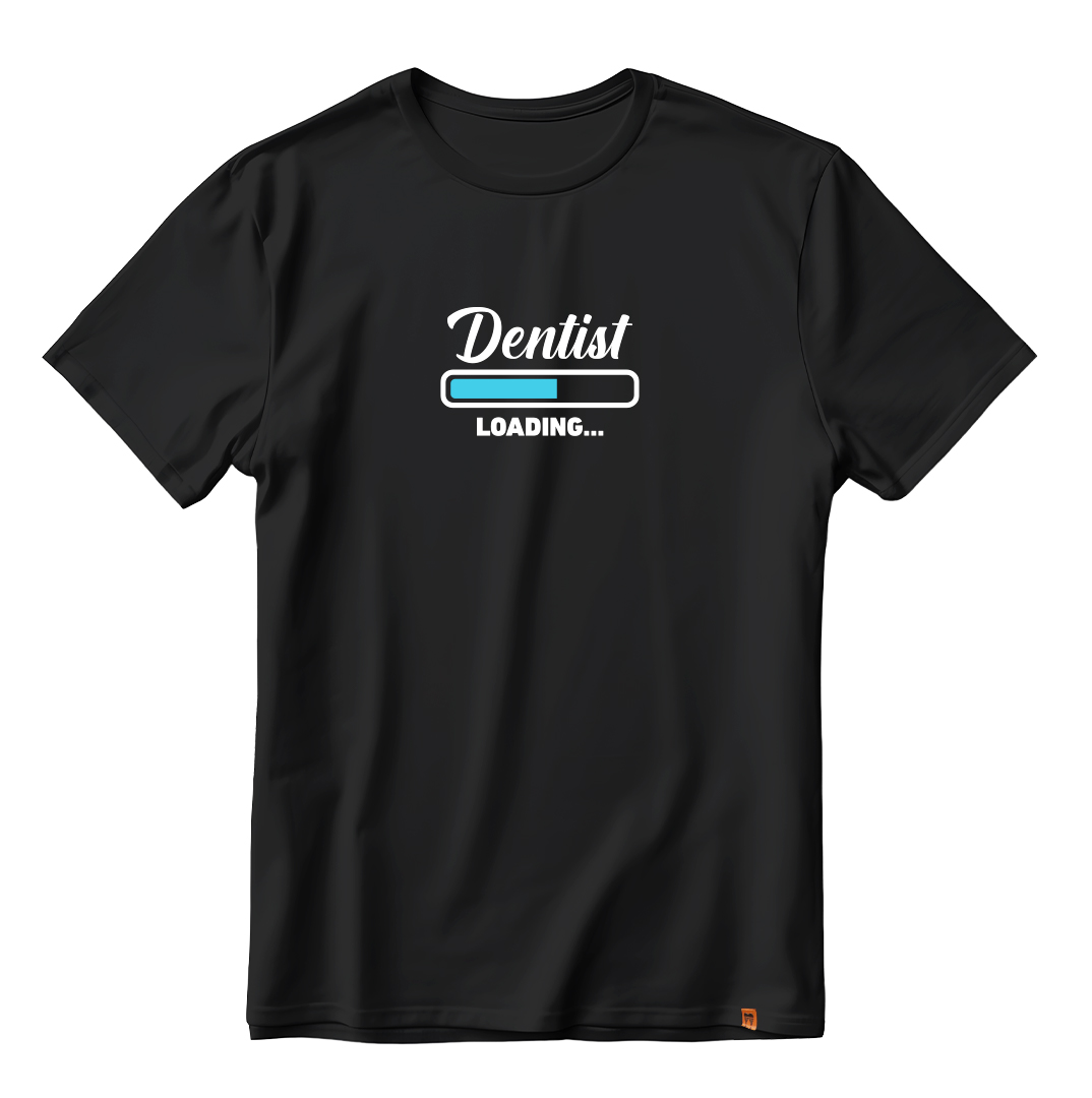 DentiCrew Round Neck Cotton T-Shirt Black - Dentist Loading (S)