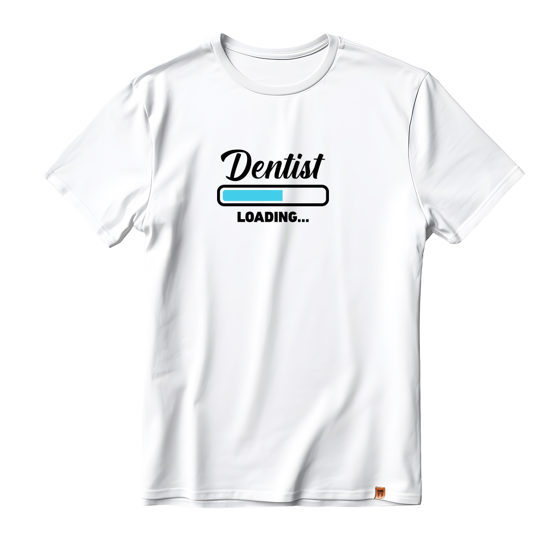 DentiCrew Round Neck Cotton T-Shirt White - Dentist Loading (XL)