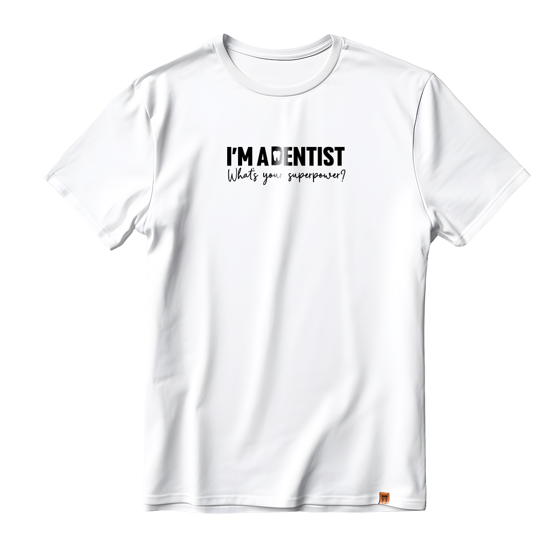 DentiCrew Round Neck Cotton T-Shirt White - I am Dentist (L)