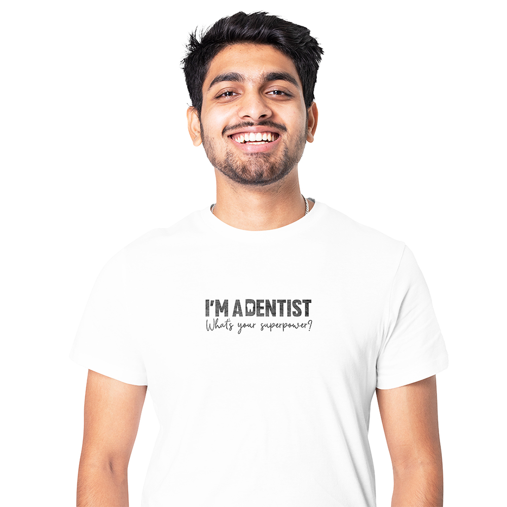 DentiCrew Round Neck Cotton T-Shirts White - I am Dentist