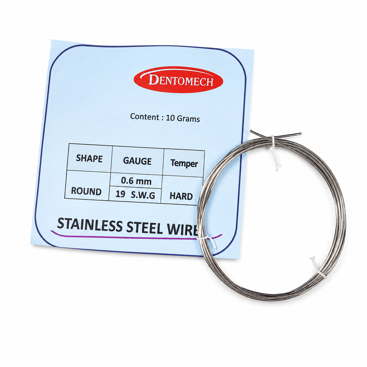 Dentomech Hard Steel Orthodontic Wire Pouch 10g - 23 Gauge ( 0.6 mm )