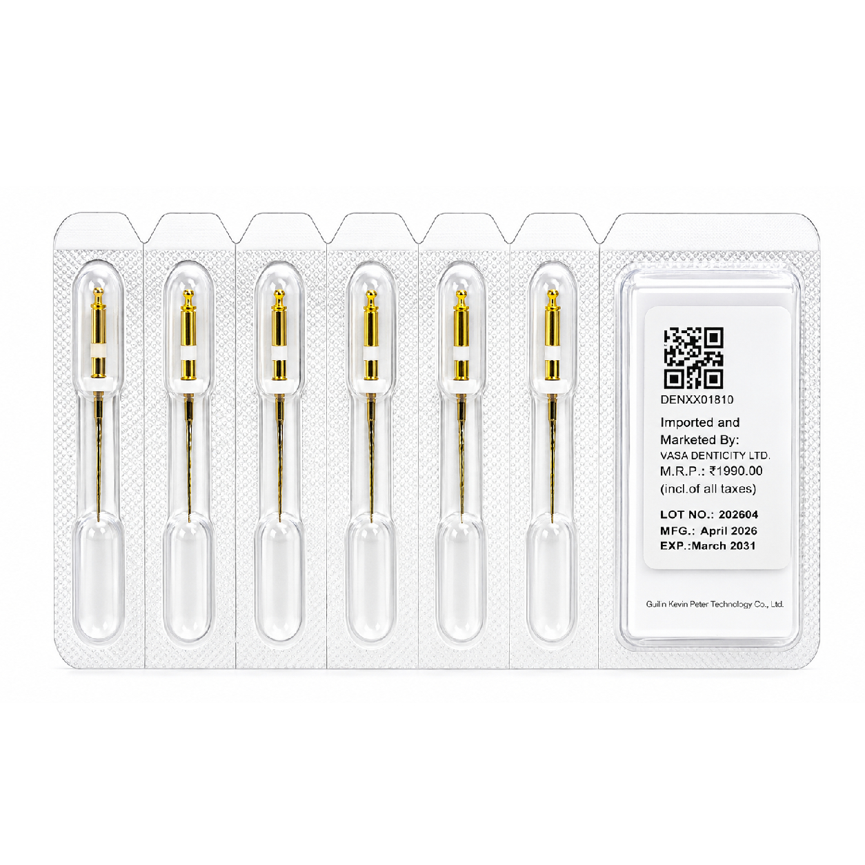 DentsMind DM-F1 NiTi Gold Rotary Files 21mm - 15/6% (Pack of 6)