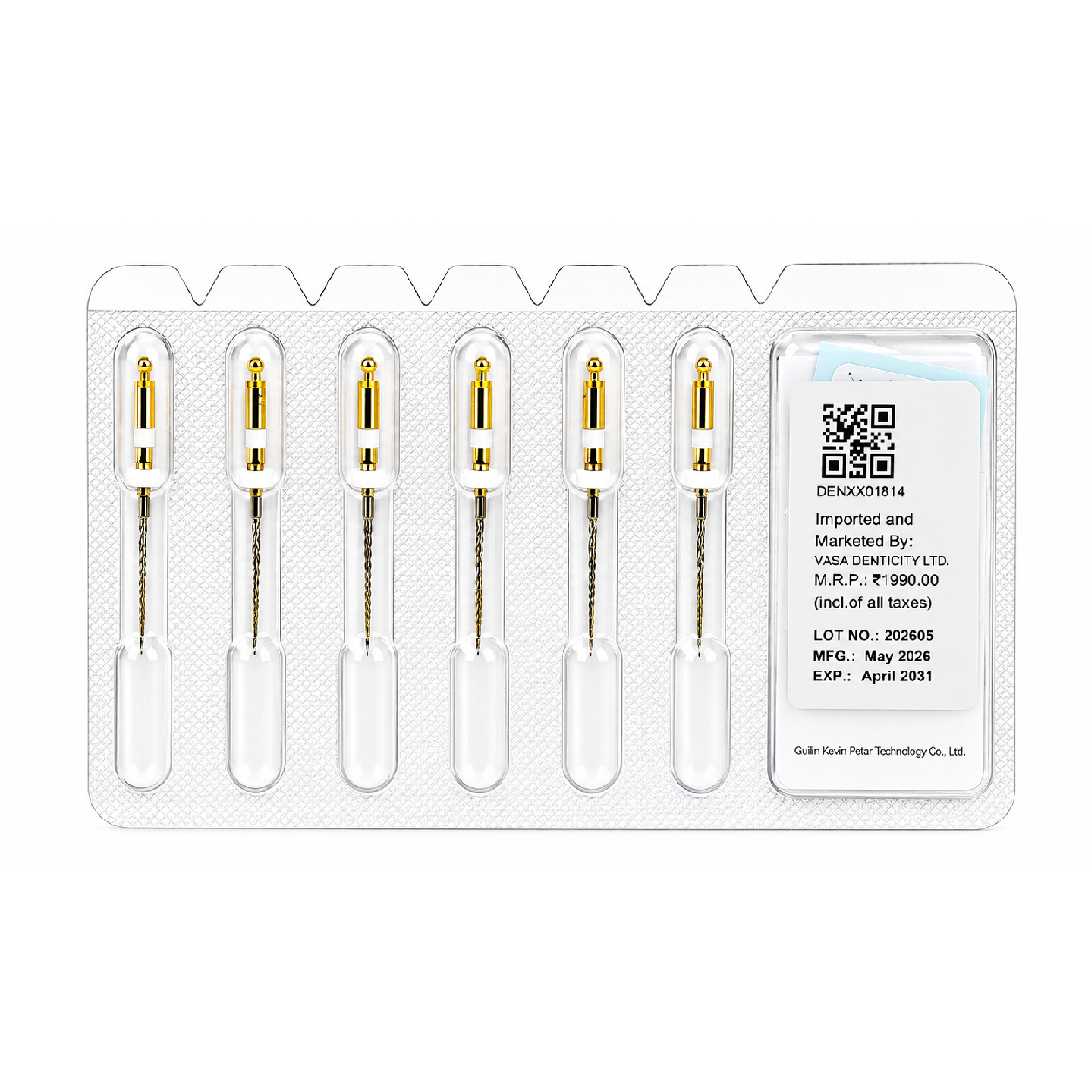 DentsMind DM-F1 NiTi Gold Rotary Files 21mm - 17/4% (Pack of 6)