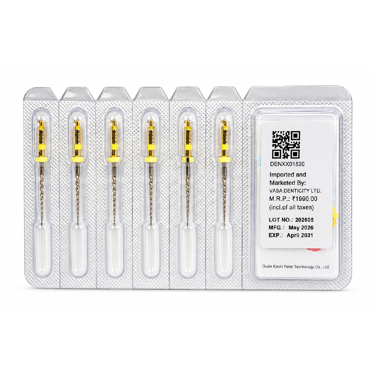 DentsMind DM-F1 NiTi Gold Rotary Files 21mm - 20/6% (Pack of 6)