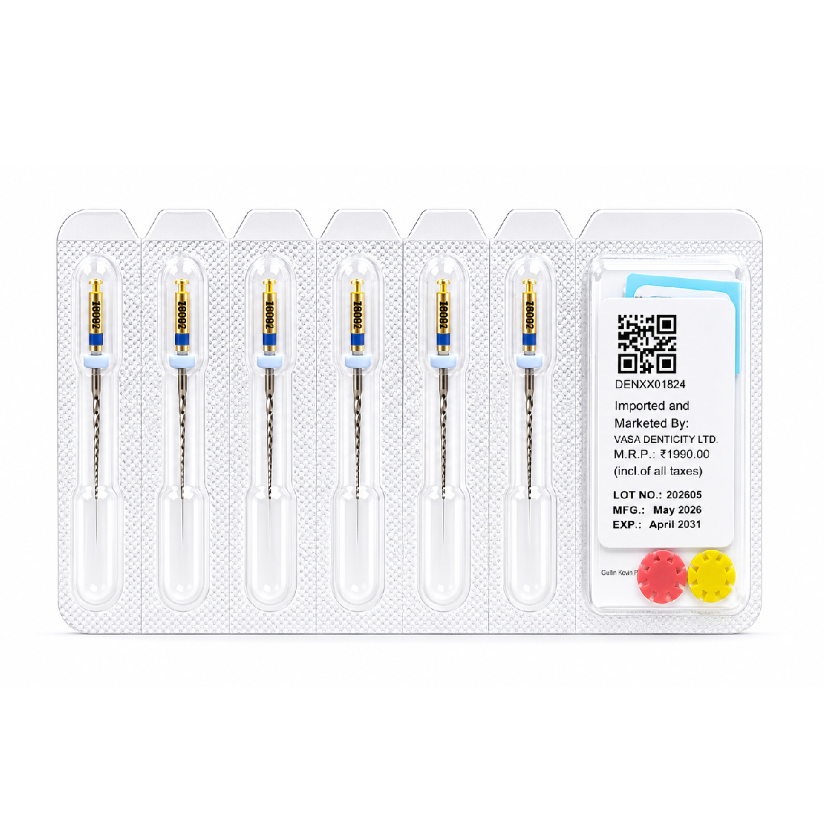 DentsMind DM-F1 NiTi Gold Rotary Files 21mm - 30/6% (Pack of 6)