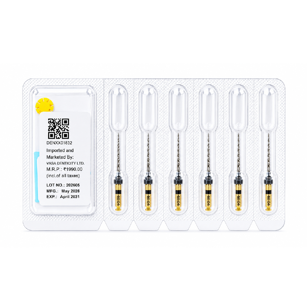 DentsMind DM-F1 NiTi Gold Rotary Files 21mm - 40/4% (Pack of 6)