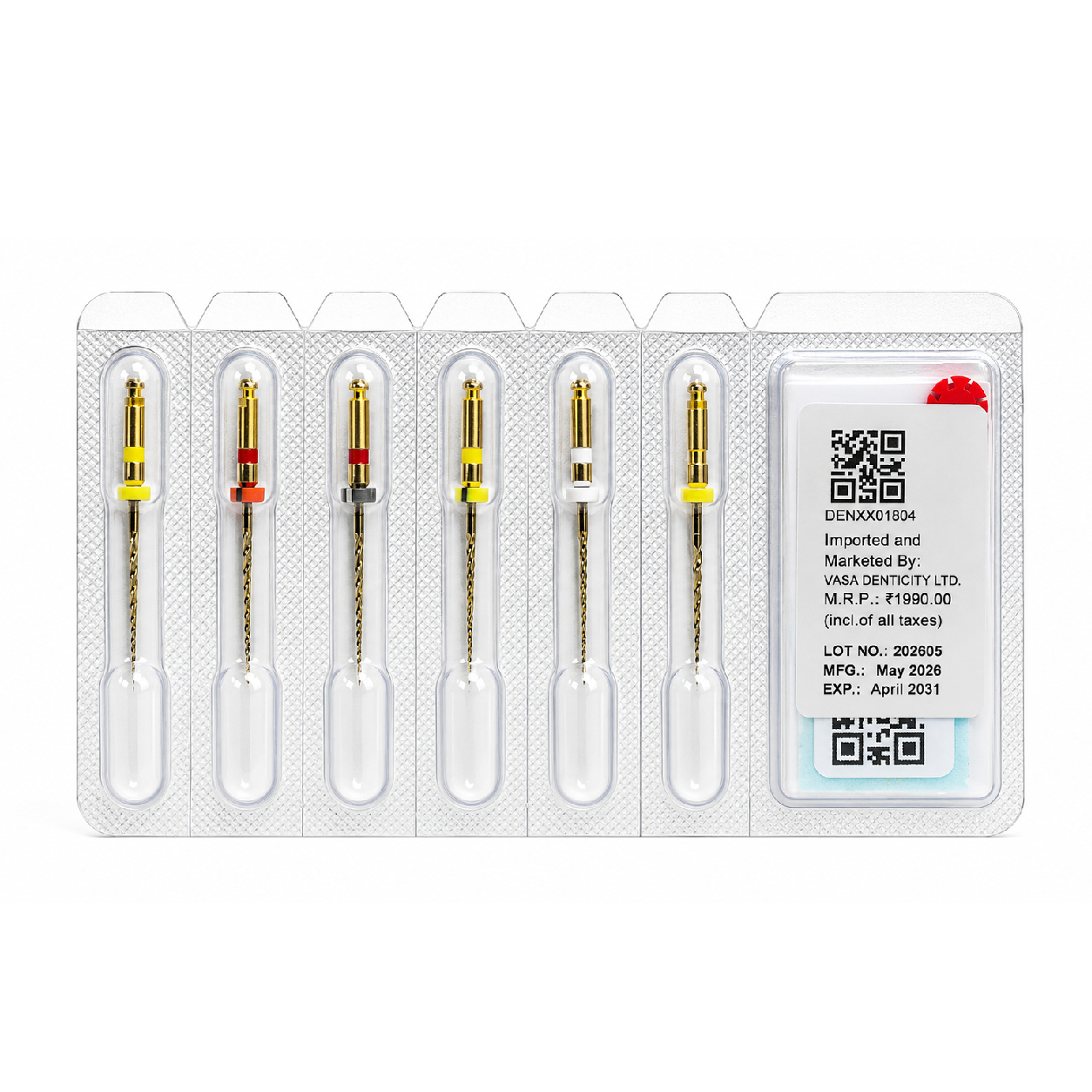 DentsMind DM-F1 NiTi Gold Rotary Files 21mm - Assorted (Pack of 6)
