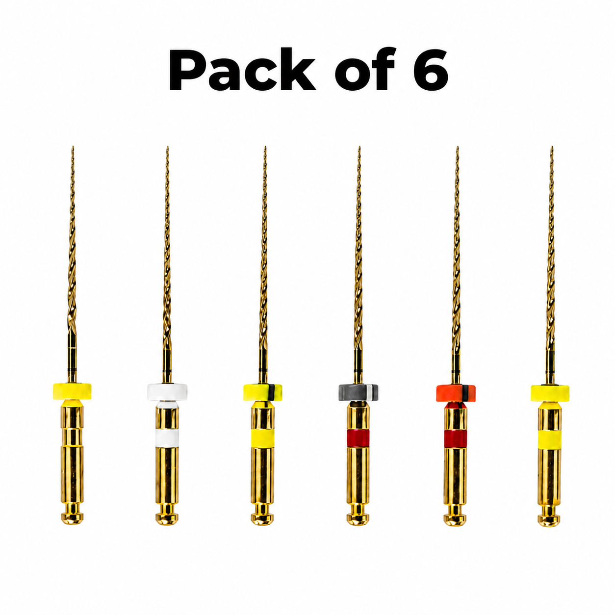 DentsMind DM-F1 NiTi Gold Rotary Files - 21mm(Pack of 6)