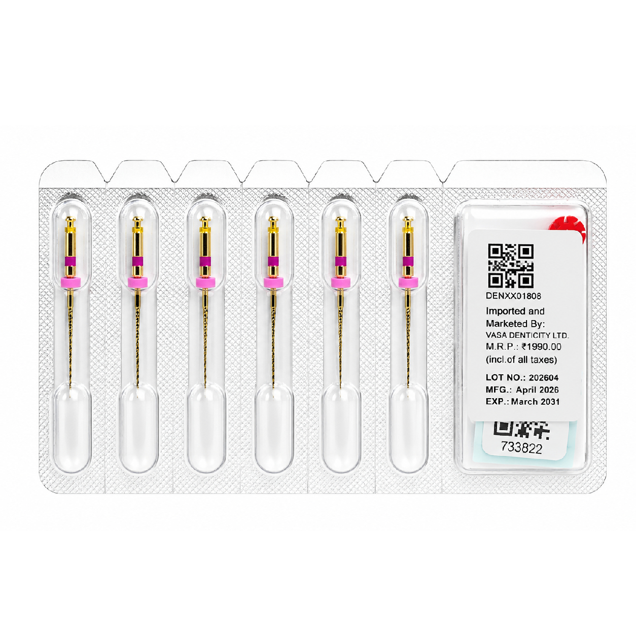 DentsMind DM-F1 NiTi Gold Rotary Files 21mm - Path 12/.Vt (Pack of 6)