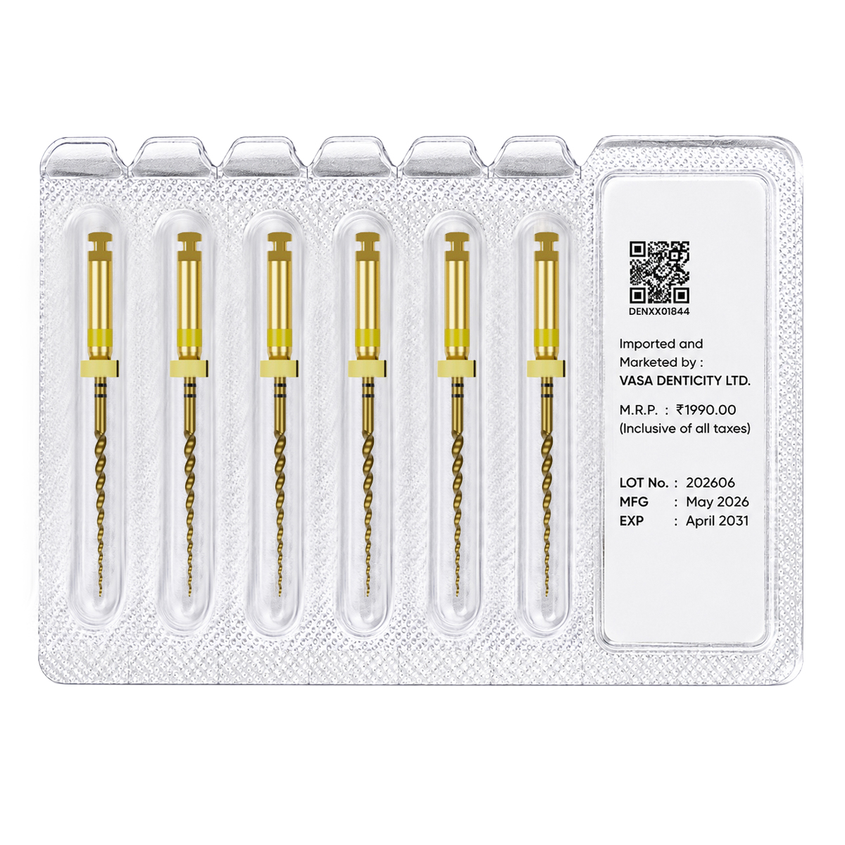 DentsMind InnoTaper NiTi Gold Rotary Files 21mm - E3 (Pack of 6)