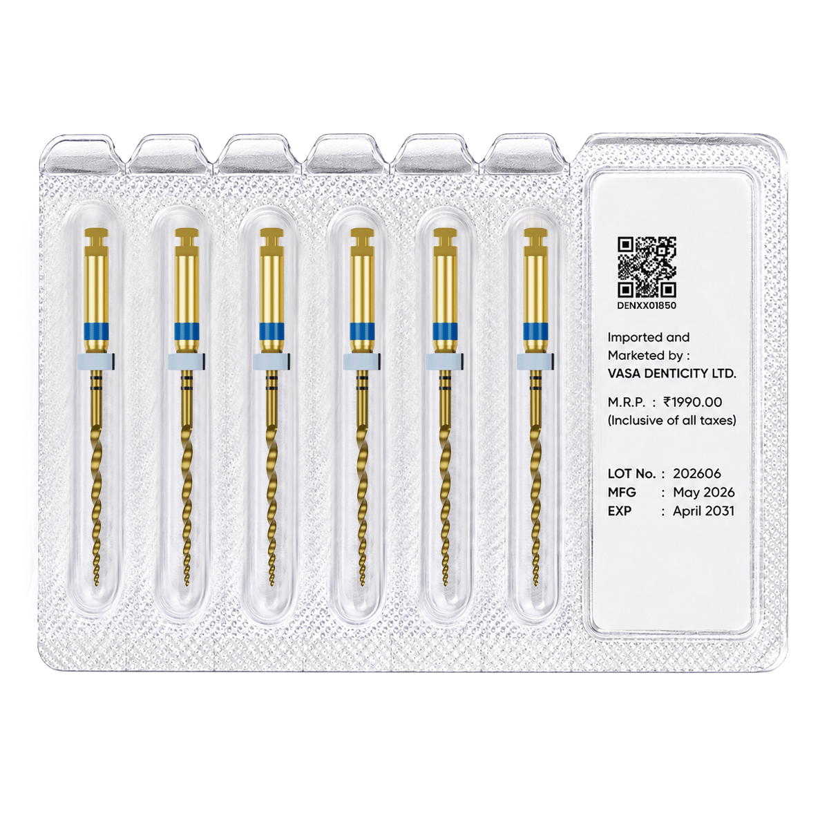 DentsMind InnoTaper NiTi Gold Rotary Files 21mm - E5 (Pack of 6)