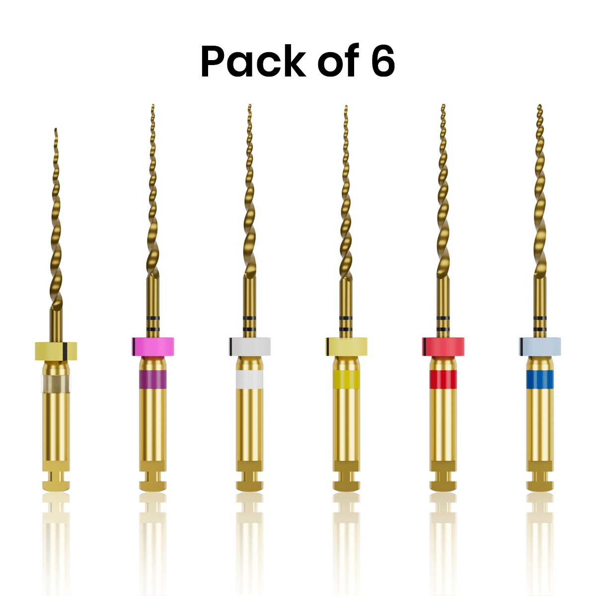 DentsMind InnoTaper NiTi Gold Rotary Files - 21mm (Pack of 6)