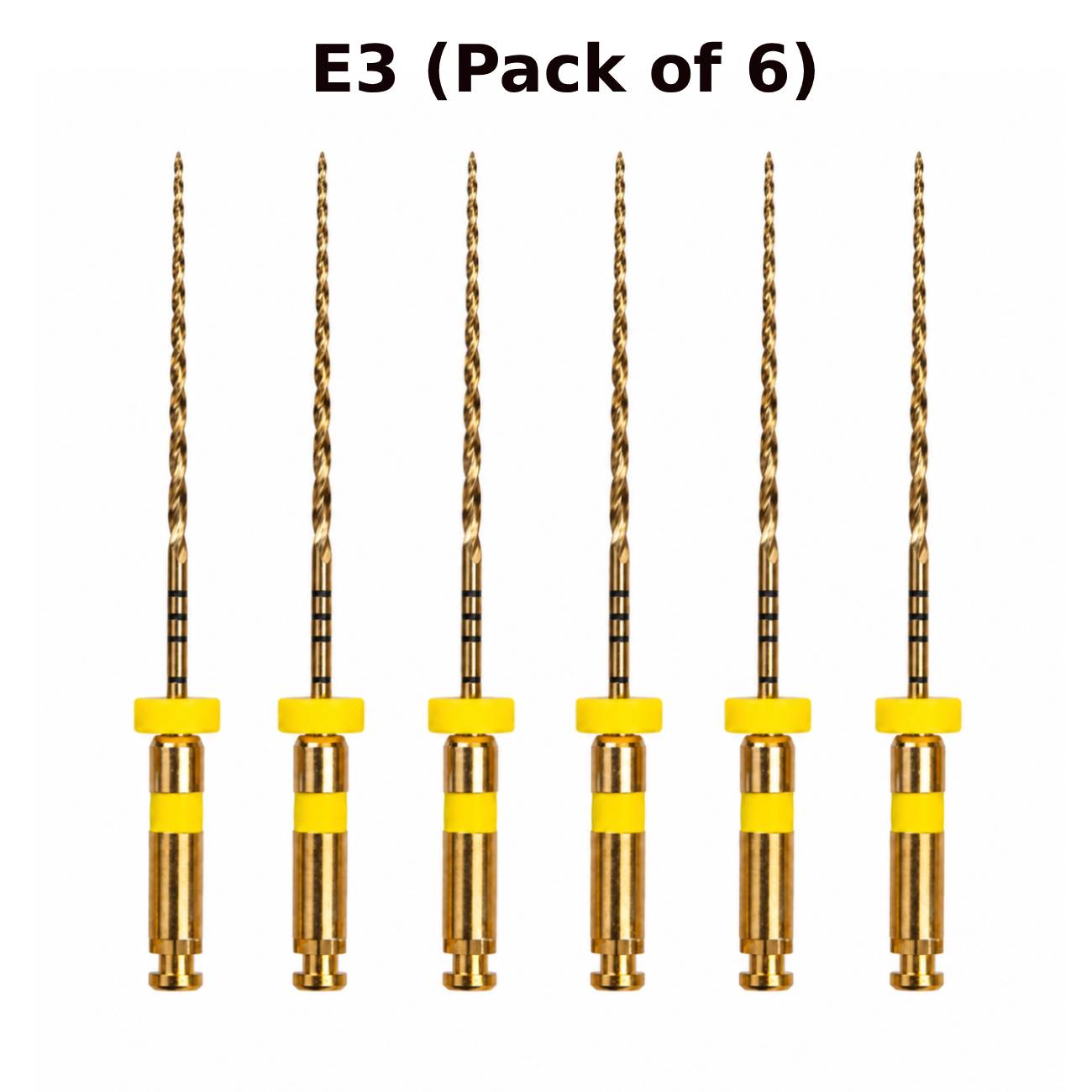 DentsMind InnoTaper NiTi Gold Rotary Files 25mm - E3 (Pack of 6)
