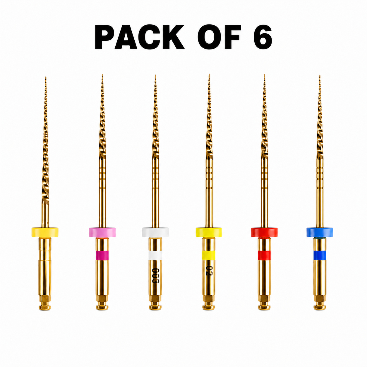 DentsMind InnoTaper NiTi Gold Rotary files - 31mm (Pack of 6)