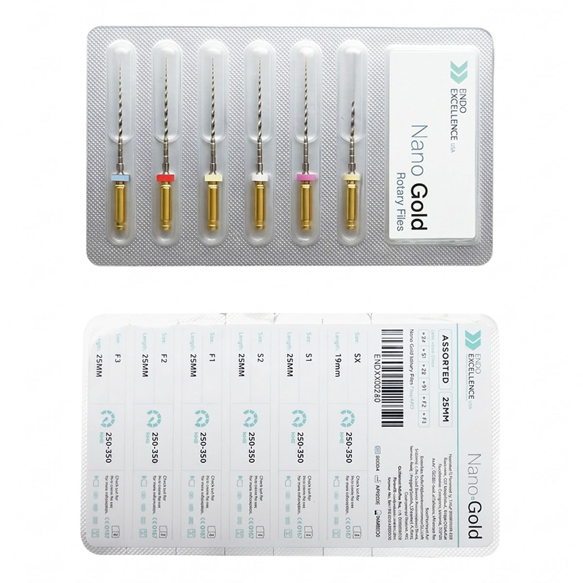 Endo Excellence Nano Gold Rotary Files -25mm (Pack of 6)
