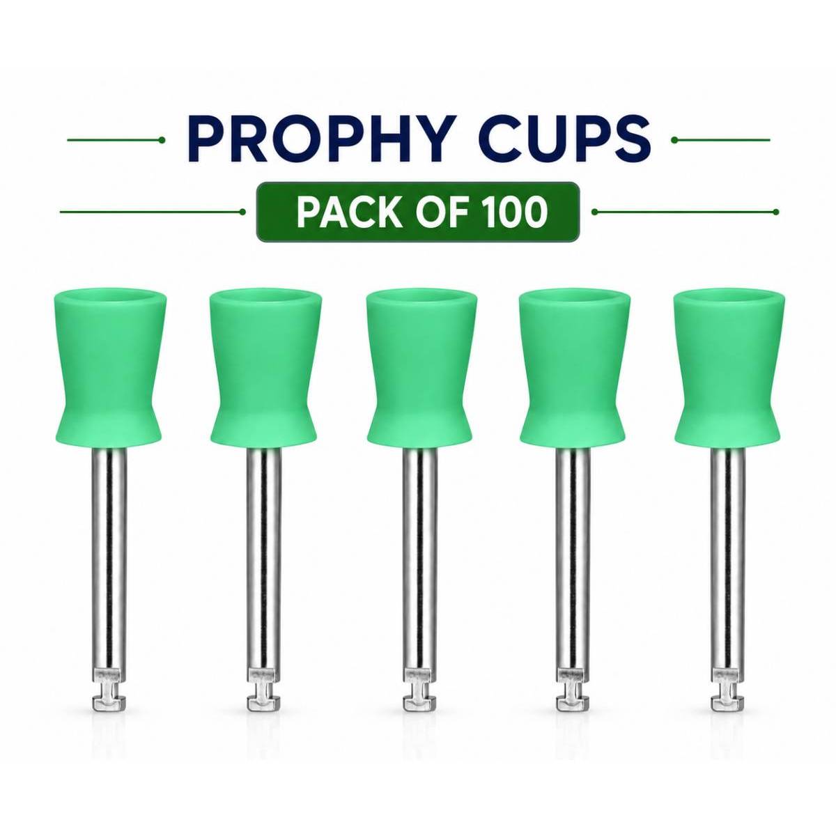 ET Dental Prophy Polishing Cups | Latch Type | Green | Pack of 100