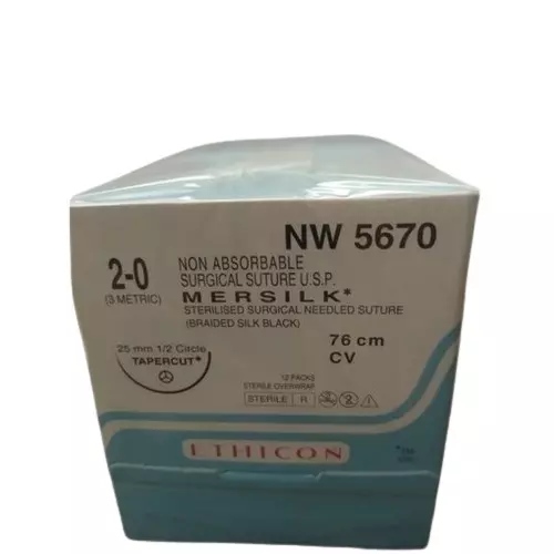 Ethicon Mersilk #2-0 Black Braided Suture6 - 76Cm(Nw5670) Pack Of 12