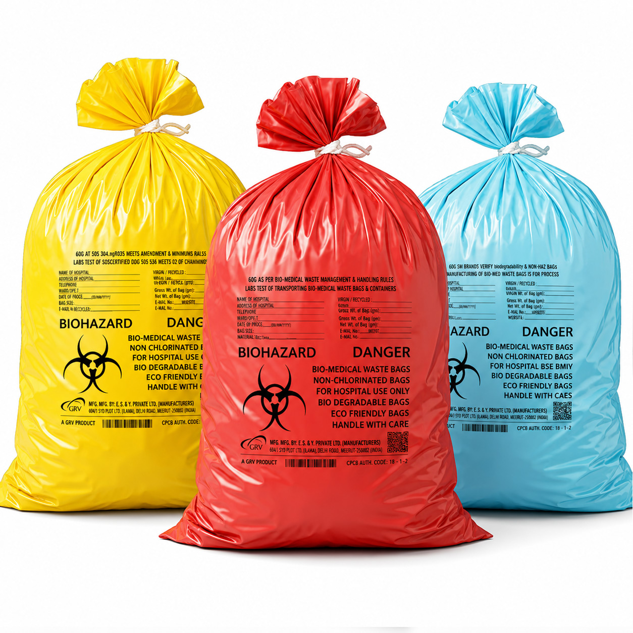 GRV's Non-Chlorinated Biomedical Waste Collection Disposable Bags - Large (Pack of 5)
