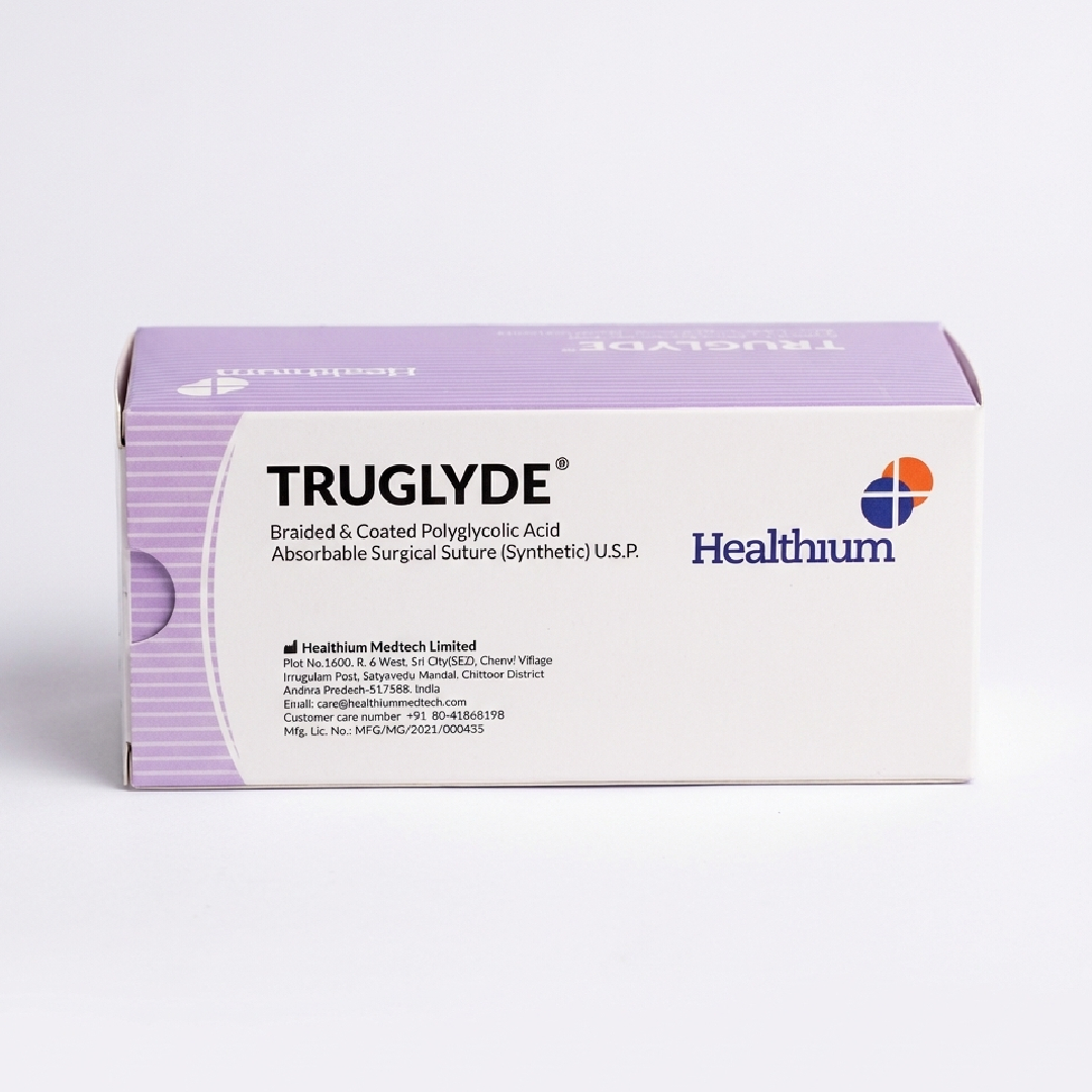 Healthium Truglyde #4-0 Braided Coated Polyglycolic Acid Synthetic Absorbable Suture (SN 2494)