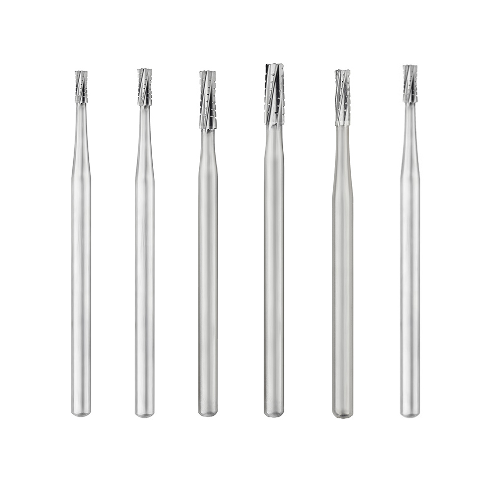 Hudens Bio Burstar Straight Handpiece Carbide Flat End Fissure Burs (Pack of 6)