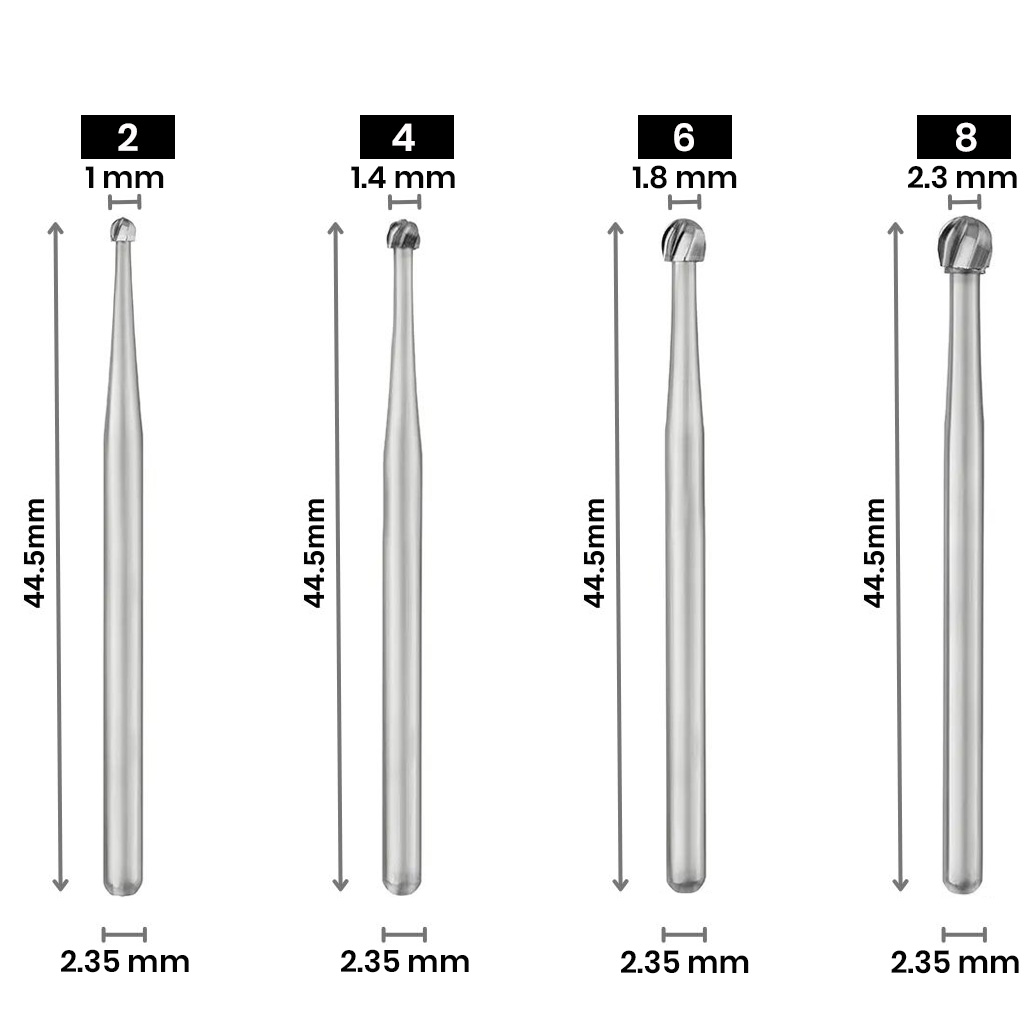 Hudens Bio Burstar Straight Handpiece Carbide Round Burs (Pack of 6)