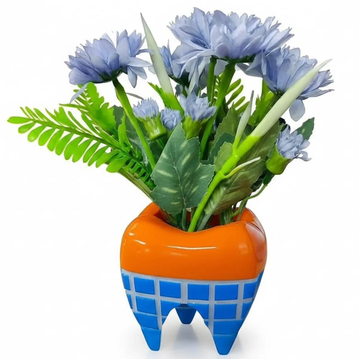 iDENTical Happy Molar Flowerpot With Artificial Lavender Daisies