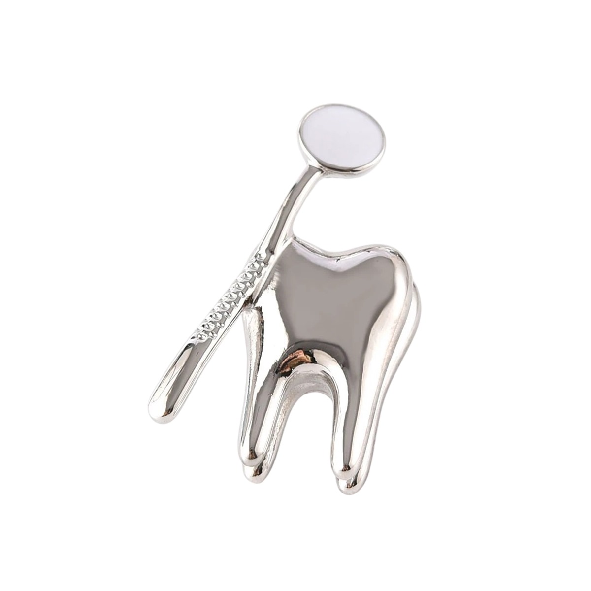 iDENTical Silver Crown With Mirror Tooth Shape Brooch - Pack of 1 (ZYR-7423)