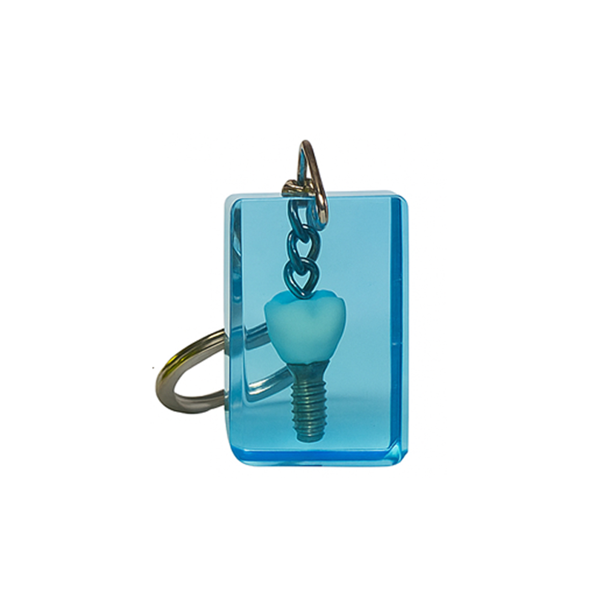 iDENTical Square Resin Block Keychain With Implant Model - Blue (3023)