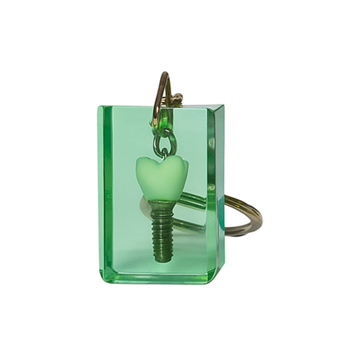 iDENTical Square Resin Block Keychain With Implant Model - Dark Green (3023)