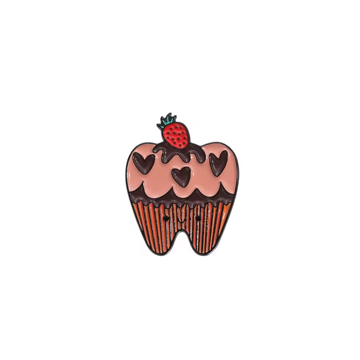 iDENTical Strawberry Tooth Shape Brooch - Pack of 1 (ZYR-7369)