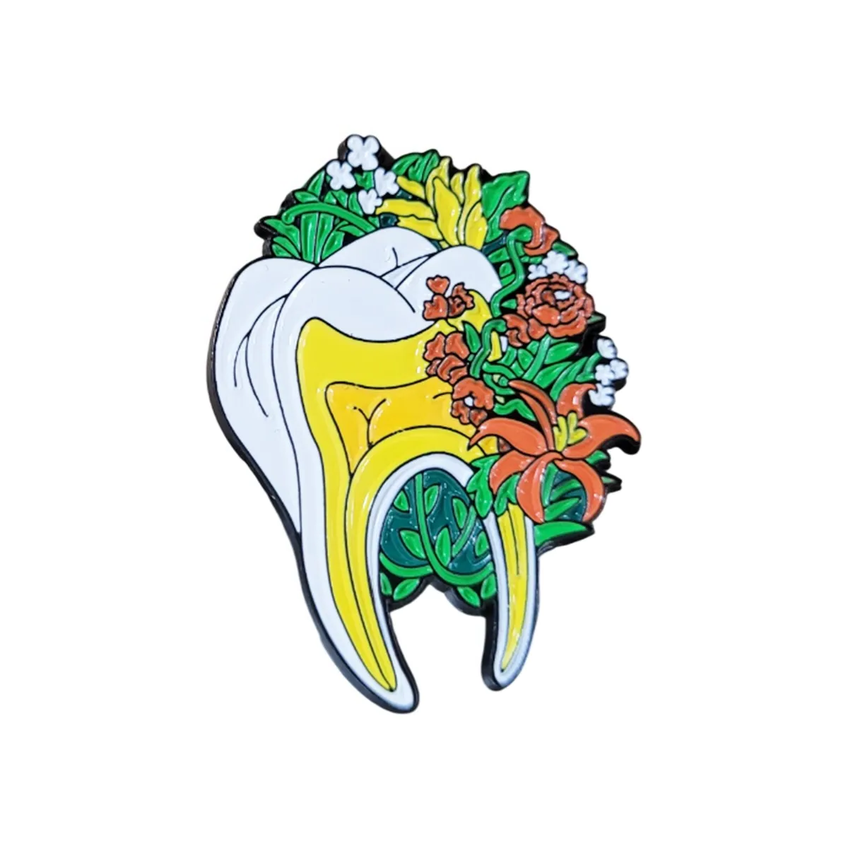 iDENTical Tooth Shape Brooch With Floral Design - Pack of 1 (ZYR-7608)