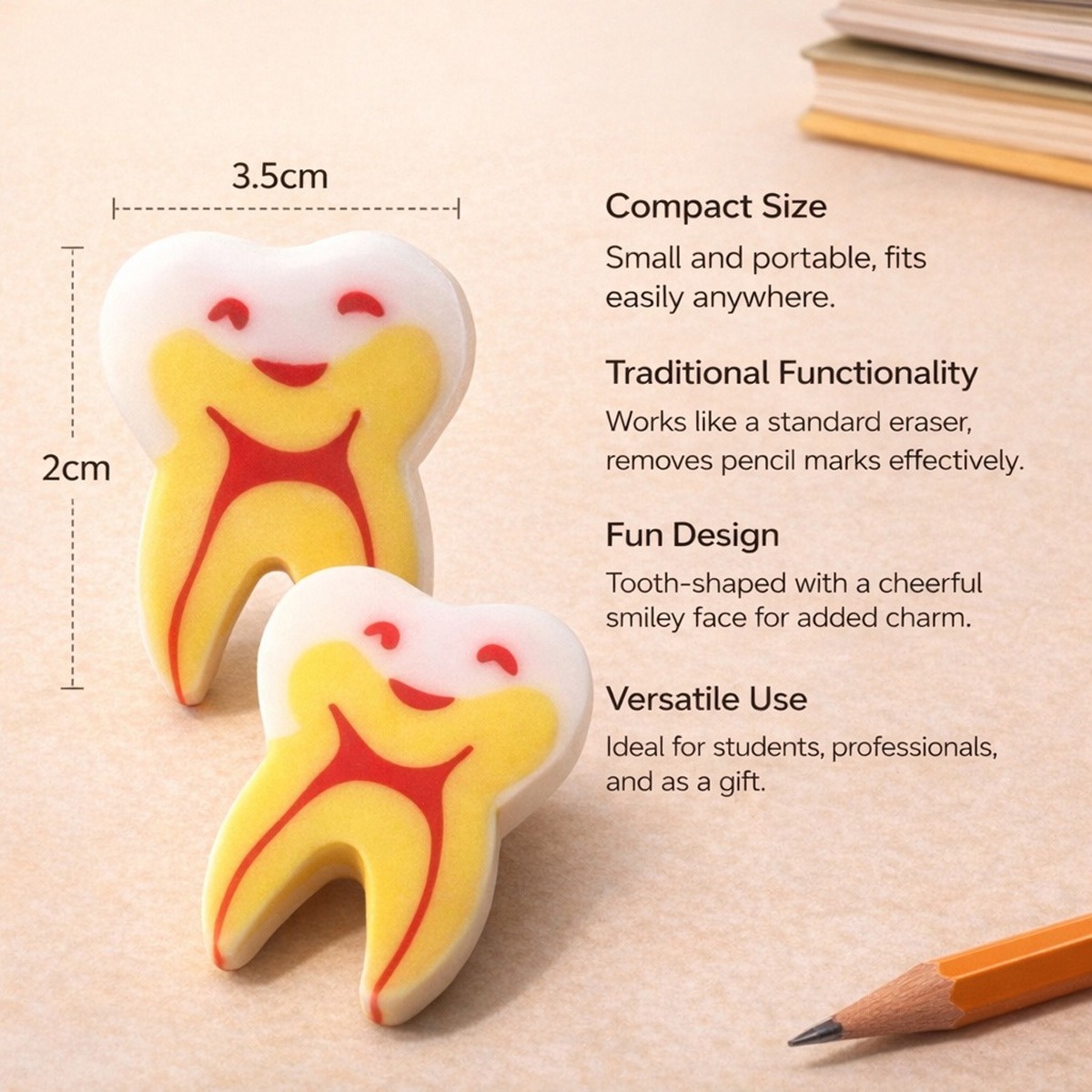 iDENTical Tooth Shape Erasers (Pack of 5)
