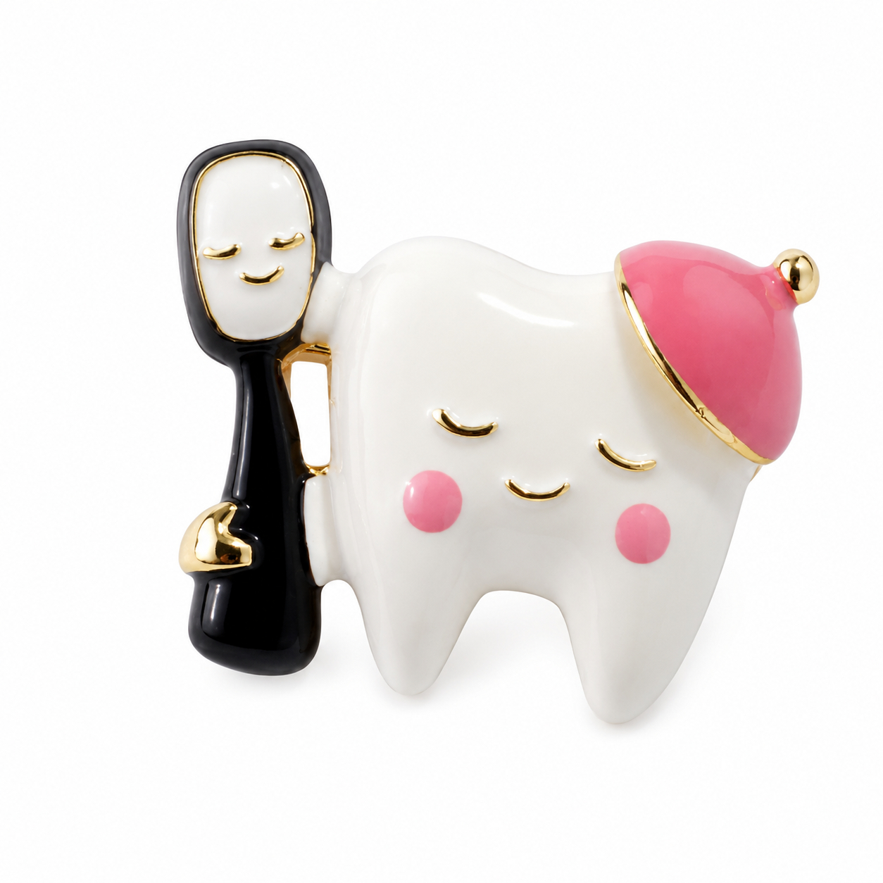 iDENTical Tooth With Pink Cap & Toothbrush Shape Brooch Pack of 1 (ZYR-4060)