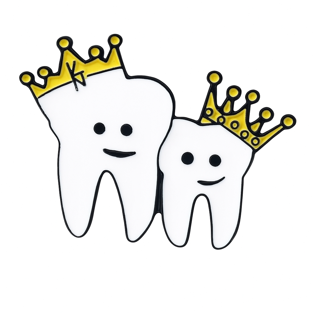 iDENTical Twin Tooth With Matching Crowns Shape Brooch - Pack Of 1 (ZYR-4070)
