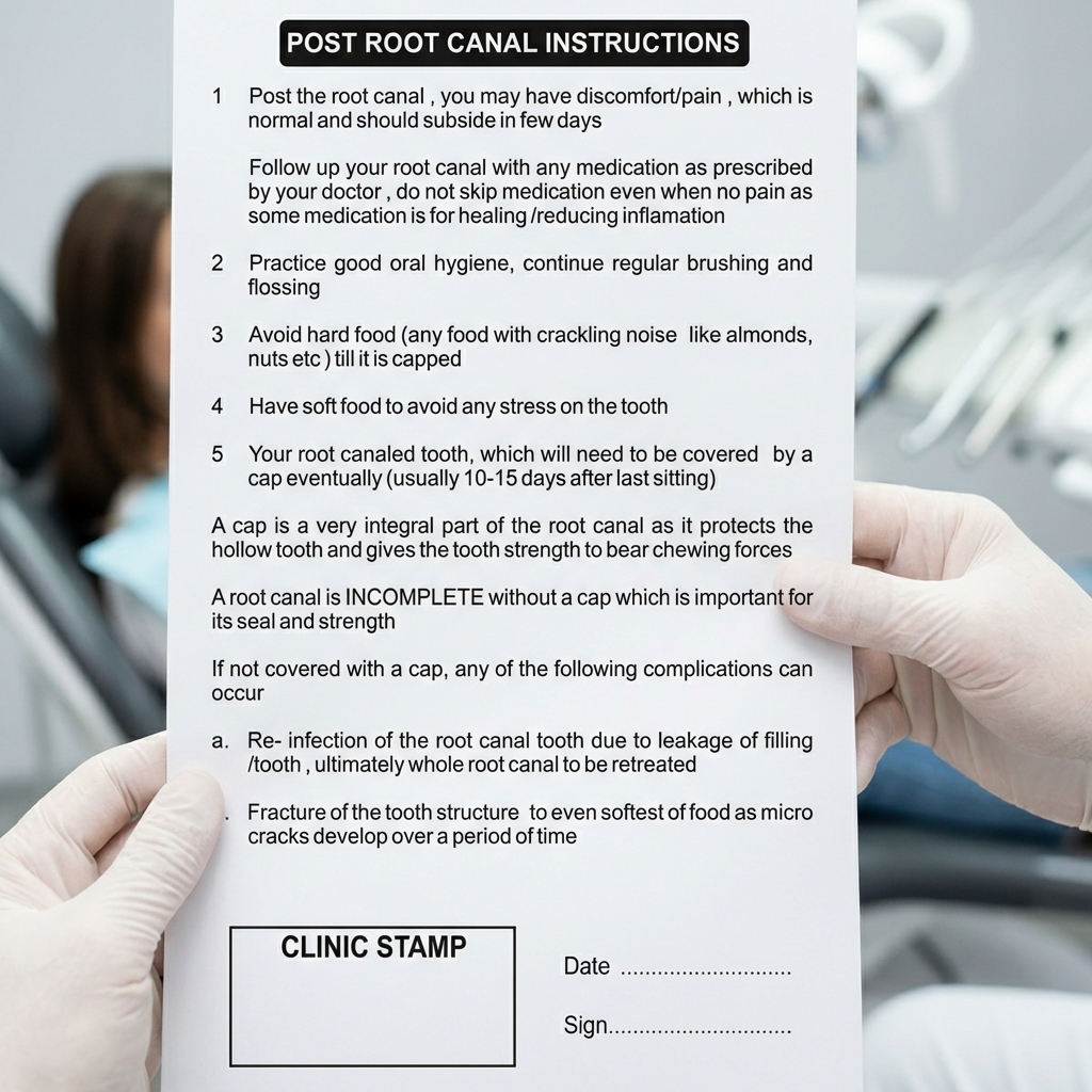 Indian Post-Root Canal Treatment Instructions Manual (English)